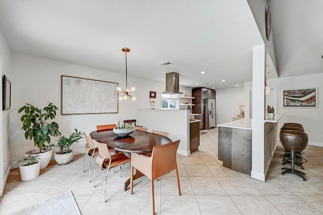 6567 Fair Valley Trl, Austin, TX 78749 - dining area with a chandelier and recessed lighting