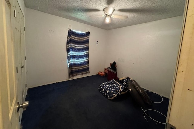 5501 Hibiscus Dr, Austin, TX 78724 - unfurnished bedroom with a textured ceiling, a ceiling fan, and carpet
