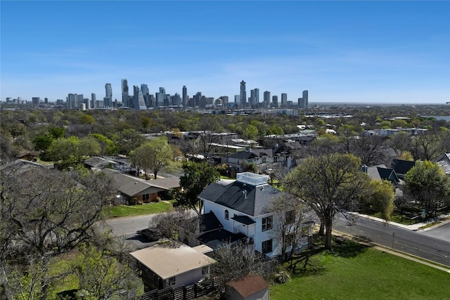 2124 Bluebonnet Ln, Austin, TX 78704 - aerial view of property and surrounding area featuring city skyline