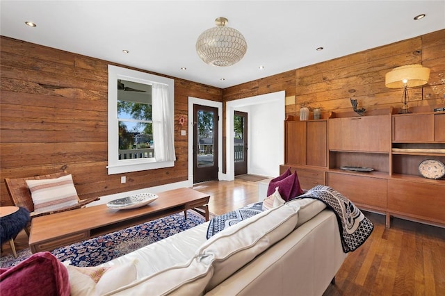 2124 Bluebonnet Ln, Austin, TX 78704 - living area with wood walls and wood finished floors