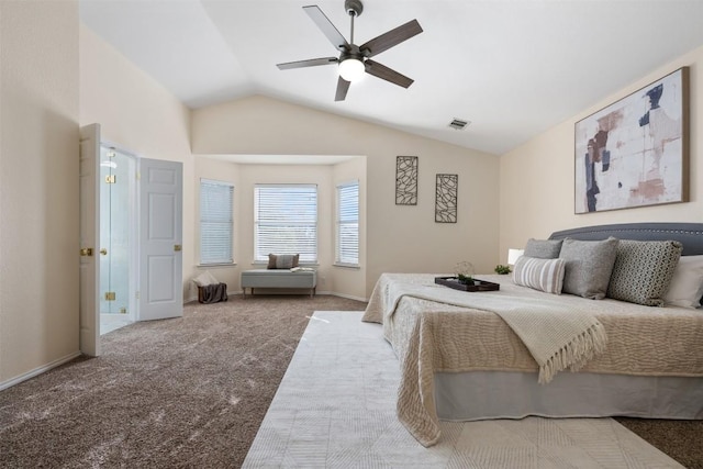 2126 Simbrah Dr, Cedar Park, TX 78613 - carpeted bedroom featuring lofted ceiling, ceiling fan, and baseboards