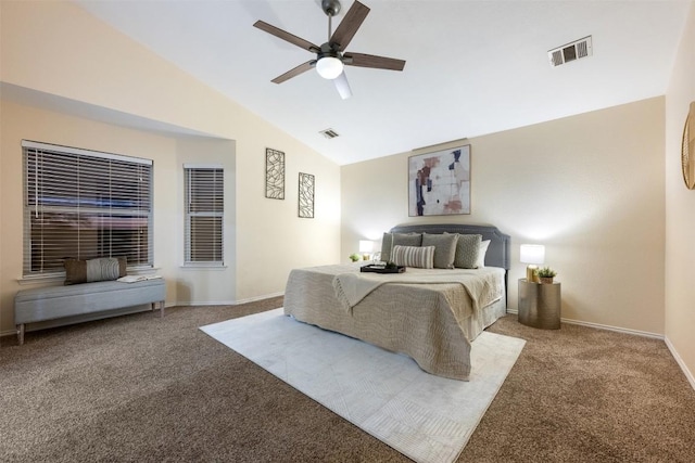 2126 Simbrah Dr, Cedar Park, TX 78613 - carpeted bedroom featuring lofted ceiling, baseboards, and ceiling fan