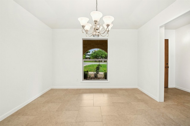 1304 Knollwood Cv, Round Rock, TX 78681 - empty room with a chandelier, baseboards, and light tile patterned floors