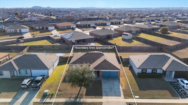 drone / aerial view featuring a residential view