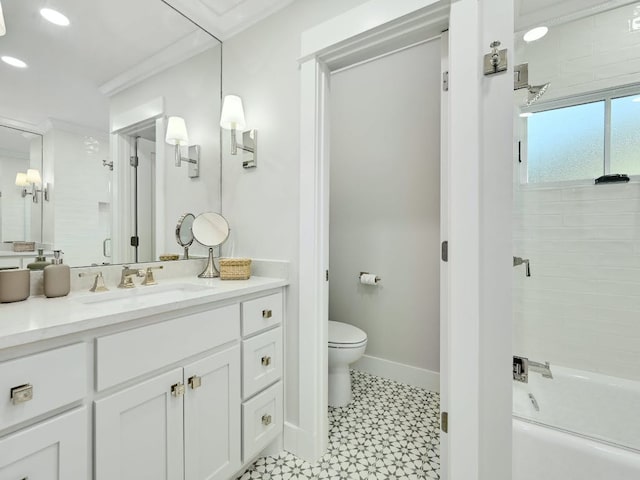 2610 Jefferson St, Austin, TX 78703 - bathroom with vanity, tile patterned floors, bathing tub / shower combination, and recessed lighting