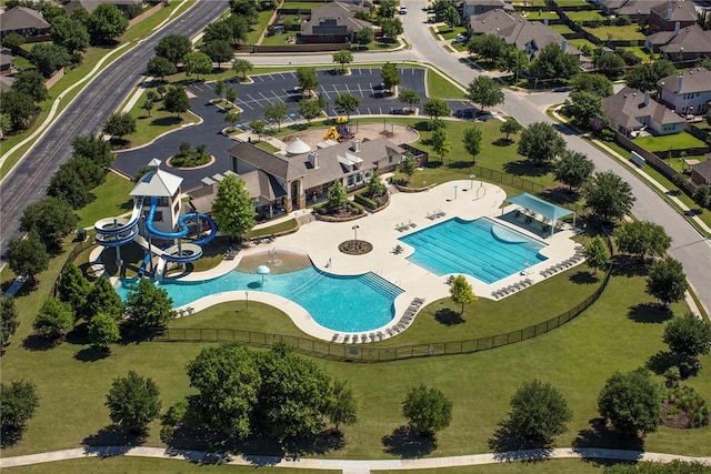 aerial view with a residential view