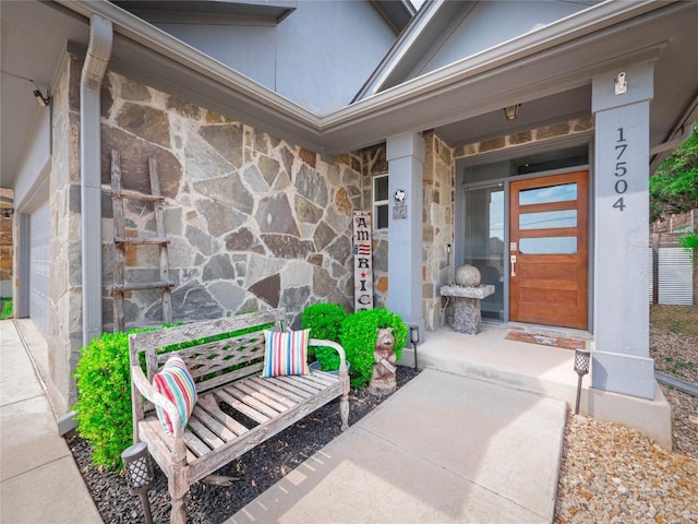 17504 Village Dr, Dripping Springs, TX 78620 - doorway to property featuring stone siding