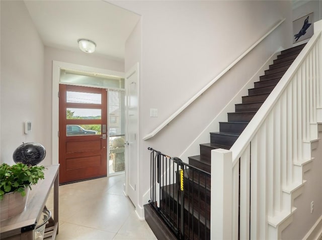 17504 Village Dr, Dripping Springs, TX 78620 - entrance foyer featuring stairs and light tile patterned flooring
