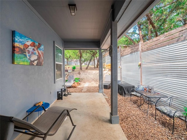 view of patio / terrace featuring a fenced backyard and area for grilling