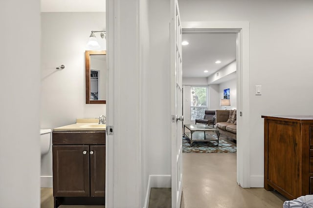 512 Bouldin Ave, Austin, TX 78704 - bathroom with vanity and finished concrete flooring