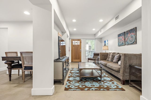 512 Bouldin Ave, Austin, TX 78704 - living room featuring concrete floors and recessed lighting