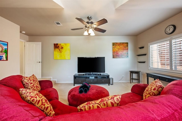 6425 Yaupon Dr, Austin, TX 78759 - living room with carpet and a ceiling fan