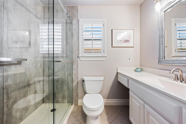6425 Yaupon Dr, Austin, TX 78759 - full bath featuring vanity, a shower stall, and tile patterned flooring