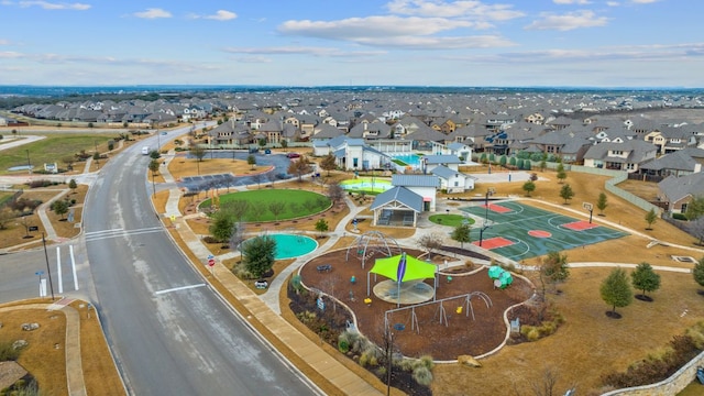 drone / aerial view with a residential view