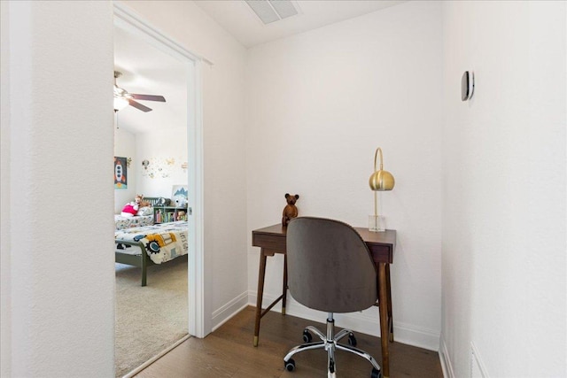 15213 Falconhead Grove Loop, Austin, TX 78738 - office featuring wood finished floors and a ceiling fan