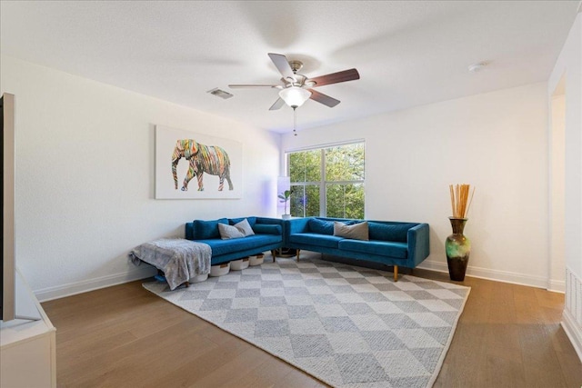 15213 Falconhead Grove Loop, Austin, TX 78738 - living room featuring ceiling fan and wood finished floors