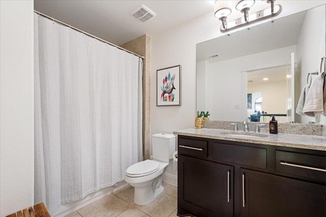 15213 Falconhead Grove Loop, Austin, TX 78738 - bathroom with tile patterned floors, vanity, and curtained shower