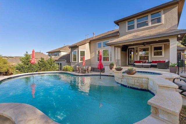 3817 Benetton Way, Leander, TX 78641 - view of pool with outdoor lounge area, a patio, and a pool with connected hot tub