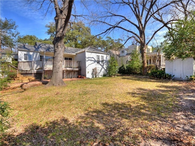 1621 Watchhill Rd, Austin, TX 78703 - view of green lawn with a deck