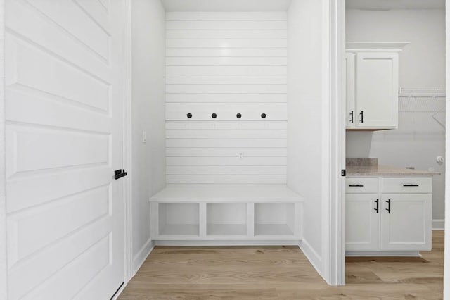 mudroom featuring light wood-style flooring