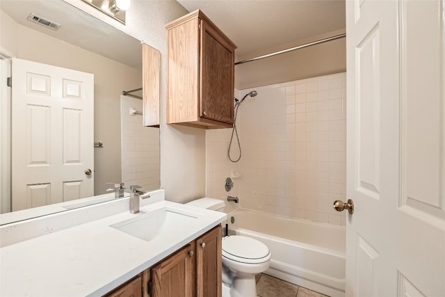 2813 Single Trace Ct, Austin, TX 78728 - full bath with vanity, bathing tub / shower combination, tile patterned flooring, toilet, and visible vents