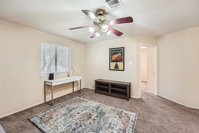 2813 Single Trace Ct, Austin, TX 78728 - office space featuring baseboards, a ceiling fan, visible vents, and carpet floors