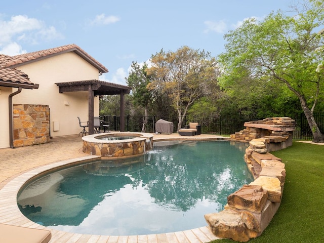 3701 Pappys Way, Austin, TX 78730 - view of swimming pool with a patio area, fence, and a pool with connected hot tub