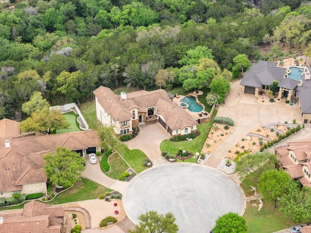 3701 Pappys Way, Austin, TX 78730 - drone / aerial view of a forest and a pool area