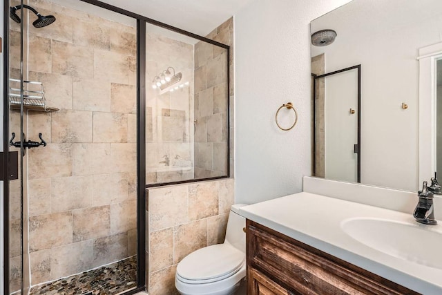 2700 Coatbridge Dr, Austin, TX 78745 - full bathroom featuring a shower stall, vanity, and toilet