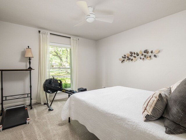 6022 Tonkowa Trl, Georgetown, TX 78628 - carpeted bedroom featuring baseboards and ceiling fan