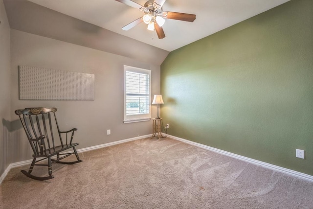 3505 Grail Hollows Rd, Pflugerville, TX 78660 - unfurnished room with carpet floors, baseboards, a ceiling fan, and lofted ceiling