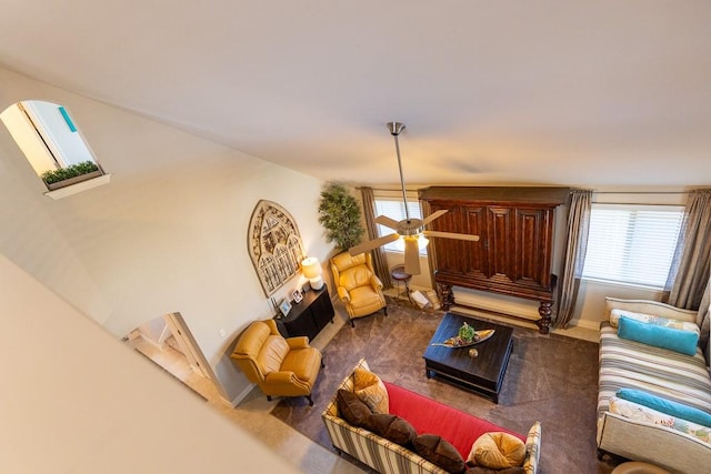 702 Silo St, San Marcos, TX 78666 - living area featuring baseboards and ceiling fan