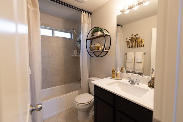 702 Silo St, San Marcos, TX 78666 - full bathroom with shower / tub combo, vanity, and tile patterned floors