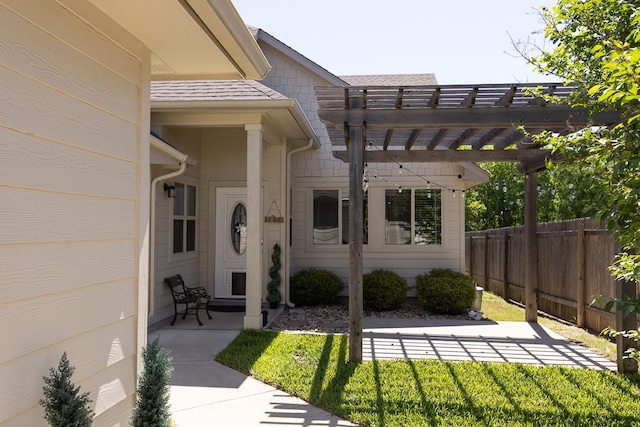 702 Silo St, San Marcos, TX 78666 - property entrance with a pergola