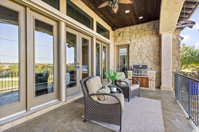 219 Jack Nicklaus Dr, Austin, TX 78738 - view of patio featuring area for grilling, ceiling fan, and french doors