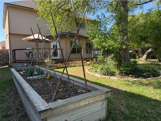 2201 Ezra Ct, Cedar Park, TX 78613 - view of yard with a garden and a wooden deck