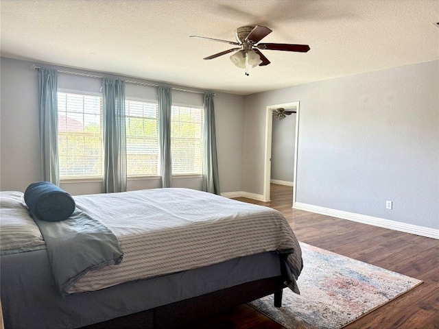 2201 Ezra Ct, Cedar Park, TX 78613 - bedroom with multiple windows, baseboards, wood finished floors, and a textured ceiling