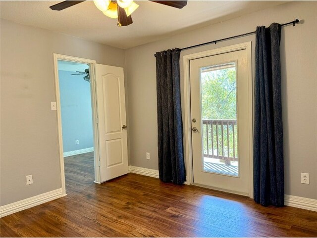 2201 Ezra Ct, Cedar Park, TX 78613 - empty room featuring a ceiling fan and dark wood finished floors