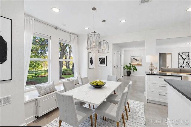 13212 Running Doe Ln, Cedar Park, TX 78613 - dining space with recessed lighting, baseboards, and finished concrete floors