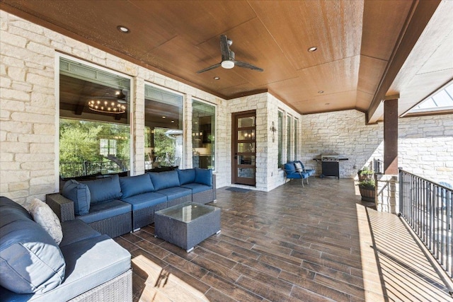 3204 Whitt Creek Trl, Leander, TX 78641 - deck with an outdoor living space and ceiling fan