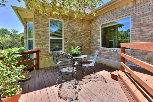 200 Nicole Way, Georgetown, TX 78633 - wooden terrace featuring outdoor dining area