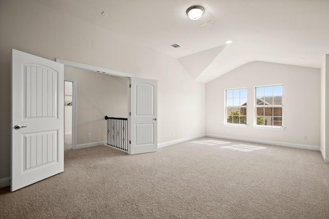 728 Pioneer Grv, Round Rock, TX 78665 - unfurnished bedroom with carpet, lofted ceiling, and baseboards