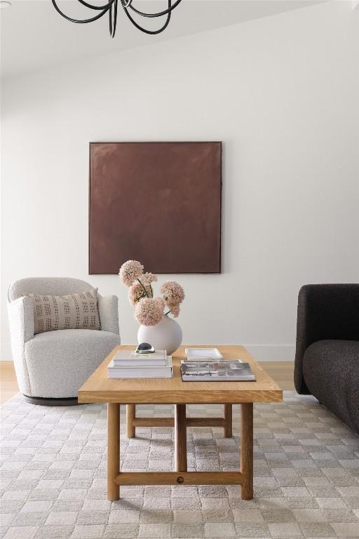 living area with baseboards
