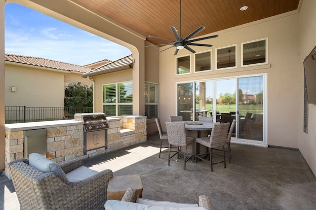 109 Grand Oaks Ln, Georgetown, TX 78628 - view of patio with area for grilling, ceiling fan, and outdoor dining space