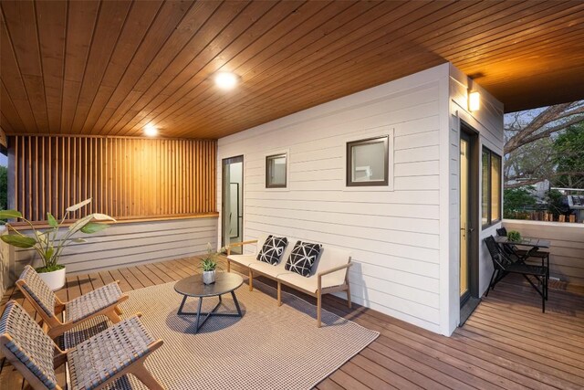 1605 Willow St Unit B, Austin, TX 78702 - exterior space with wood ceiling, wooden walls, and hardwood / wood-style flooring