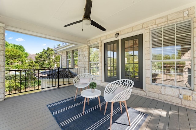 6 Dovedale Cv, The Hills, TX 78738 - wooden deck with ceiling fan