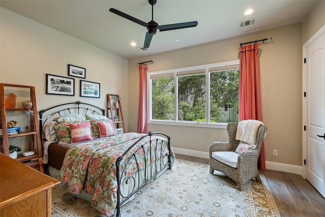 212 Bella Cima Dr, Austin, TX 78734 - bedroom featuring wood finished floors, recessed lighting, and ceiling fan