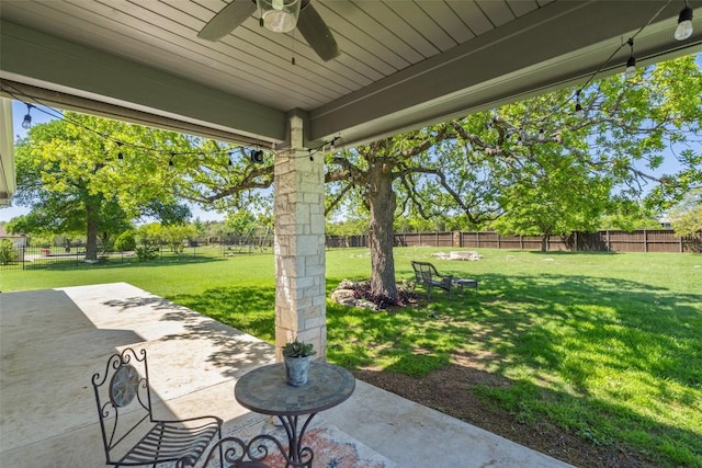 577 Shelf Rock Rd, Driftwood, TX 78619 - view of patio / terrace with a ceiling fan