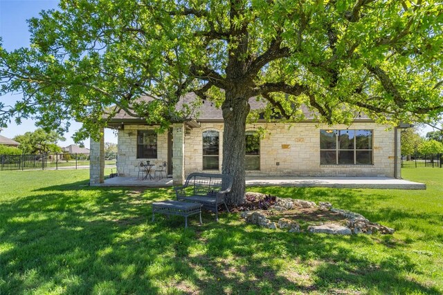 577 Shelf Rock Rd, Driftwood, TX 78619 - back of property with stone siding