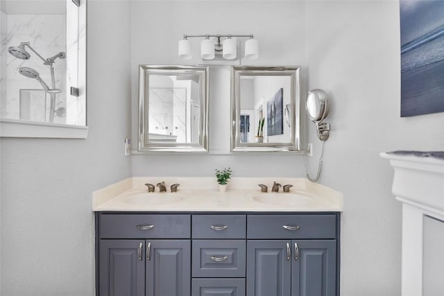 119 Maple Leaf Trl, Elgin, TX 78621 - bathroom with double vanity and a shower